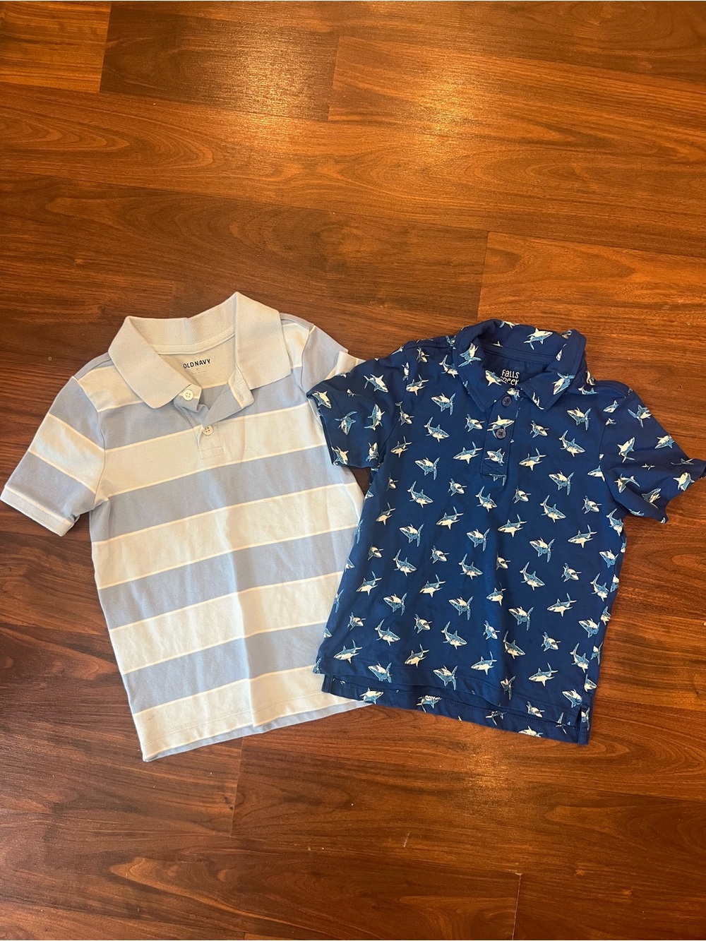 NWOT Boys 5 Bundle! Old Navy Striped Polo Falls Creek Navy Blue Shark-Print Polo